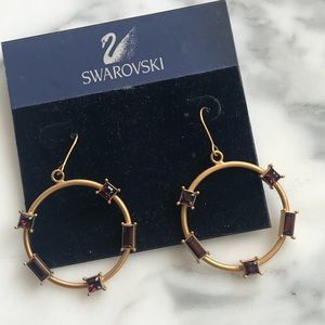 Set of burgundy Swarovski crystal earrings.